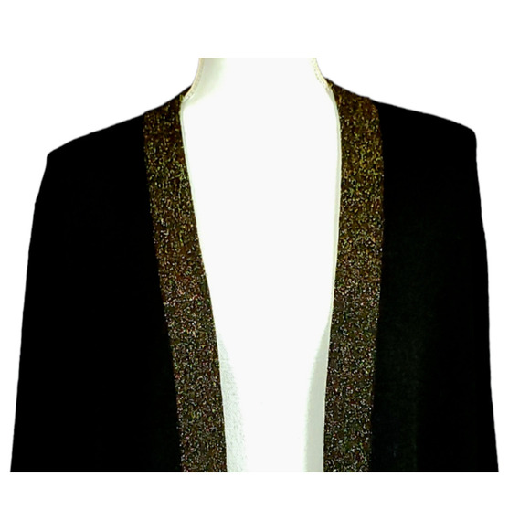 Eileen Fisher Cardigan Size Medium Black Gold Gala Dressy Party Glam Cocktail - Picture 3 of 7